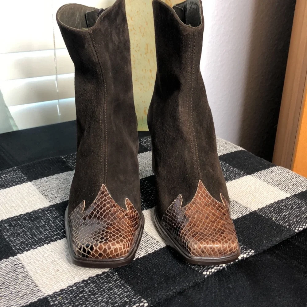 Pedro Miralles Harris Prestige Suede Square Toe Vintage Booties Sz EU35C/US 5